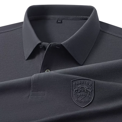 Olive Green Polo Shirt – Embroidered Badge Short Sleeve Casual Top