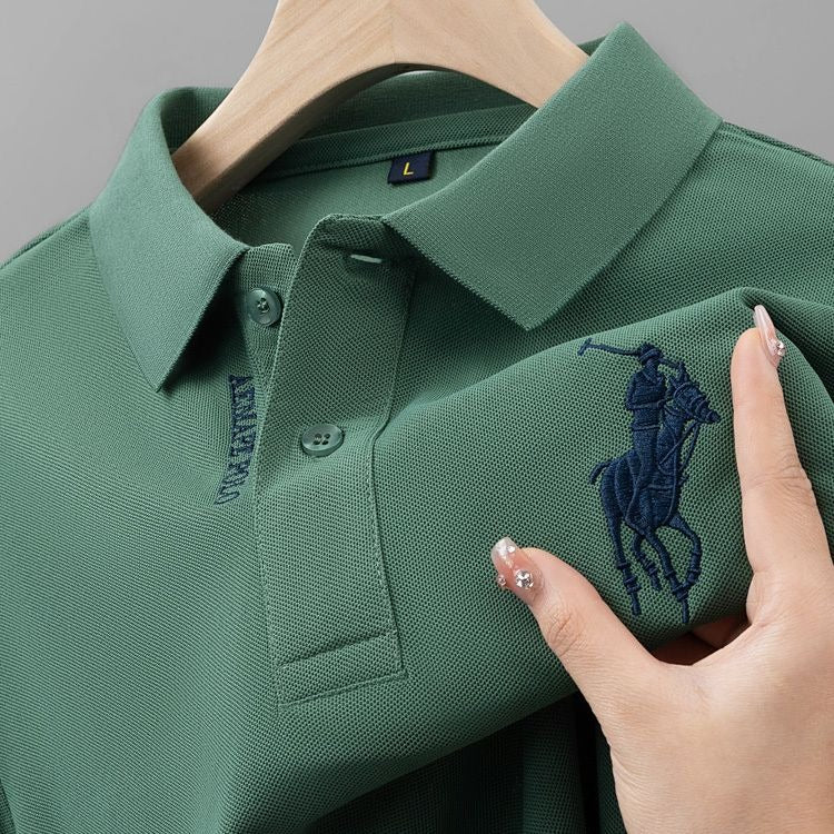 Embroidered Polo Shirt – Classic Short Sleeve Cotton Blend Top