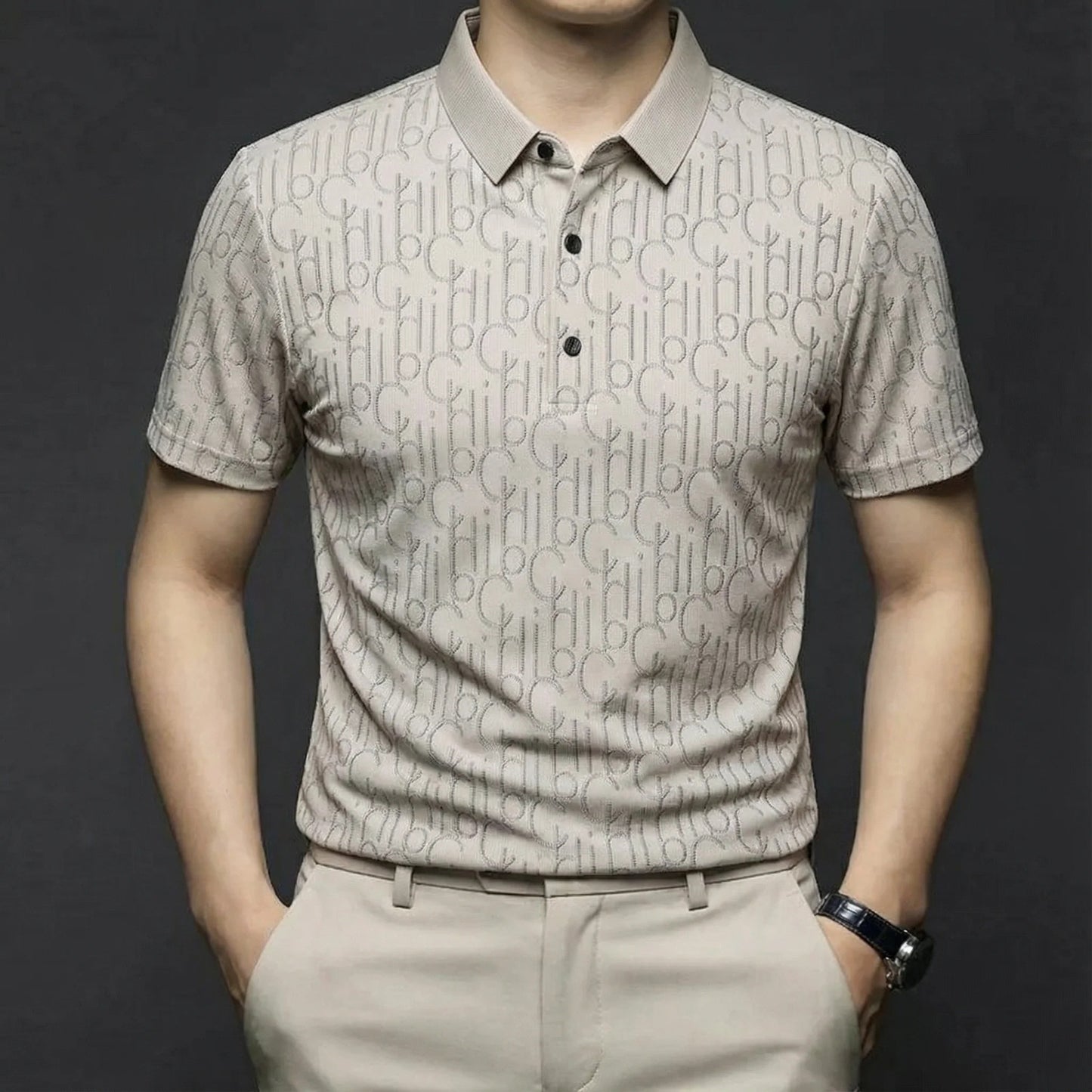 Patterned Polo Shirt – Luxury Monogram Short Sleeve Top