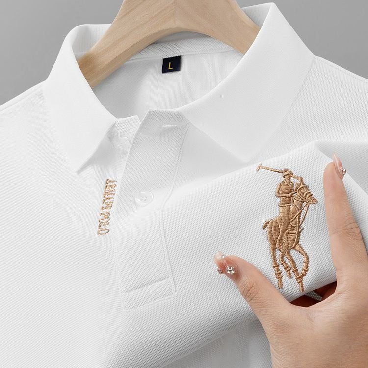 Embroidered Polo Shirt – Classic Short Sleeve Cotton Blend Top