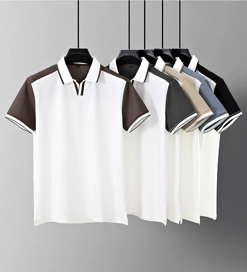 White Polo Shirt – Contrast Trim Collar Short Sleeve Smart Casual Top