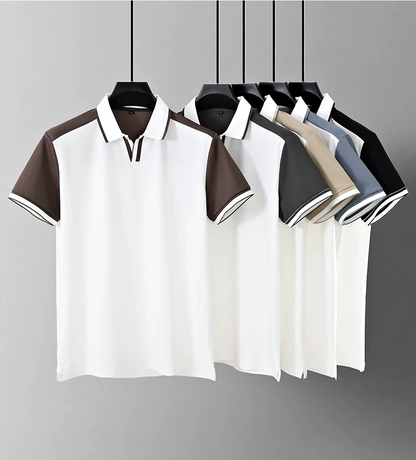 White Polo Shirt – Contrast Trim Collar Short Sleeve Smart Casual Top