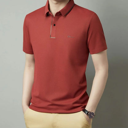 Premium Textured Polo Shirt – Modern Contrast Trim Short Sleeve Top