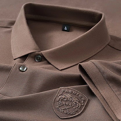 Olive Green Polo Shirt – Embroidered Badge Short Sleeve Casual Top