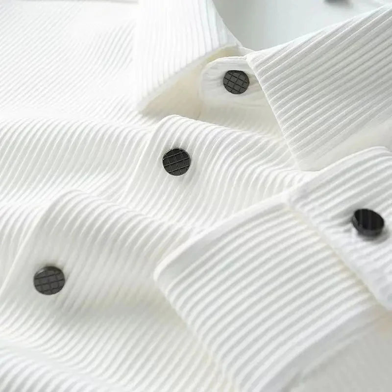 Premium Ribbed Texture Short Sleeve Shirt – Stretchable Casual & Office Wear
