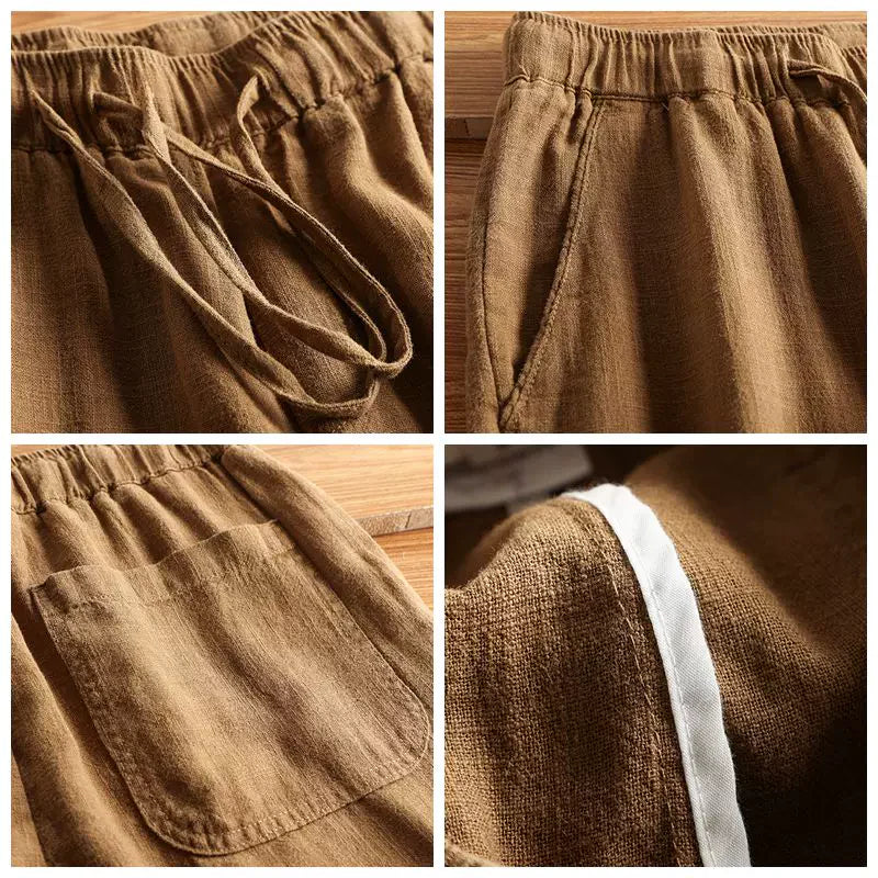 Premium Elastic Waist Cotton Linen Pants – Soft Breathable Daily Comfort Wear