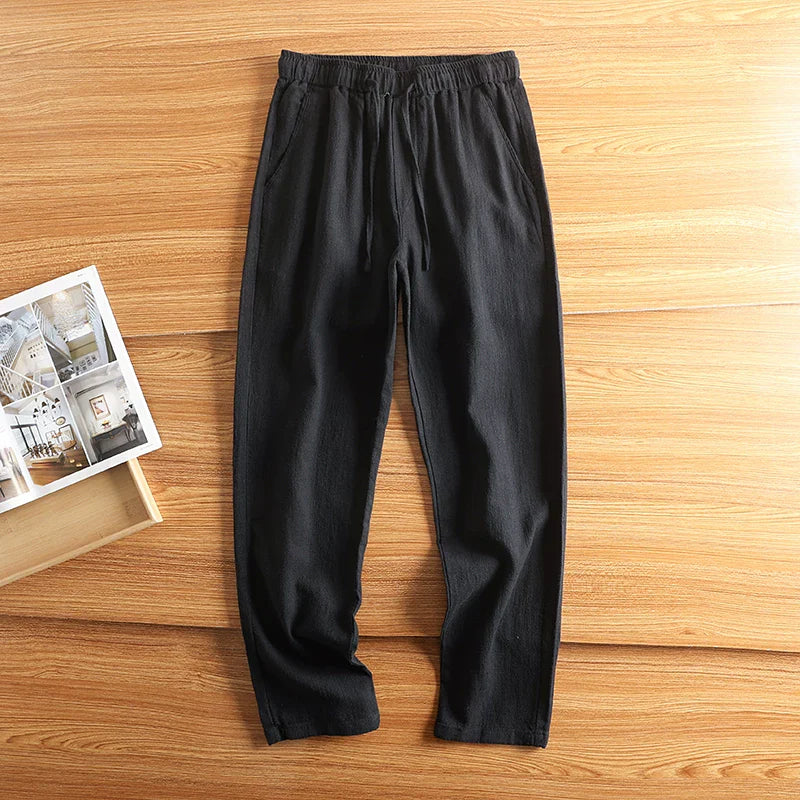 Premium Elastic Waist Cotton Linen Pants – Soft Breathable Daily Comfort Wear